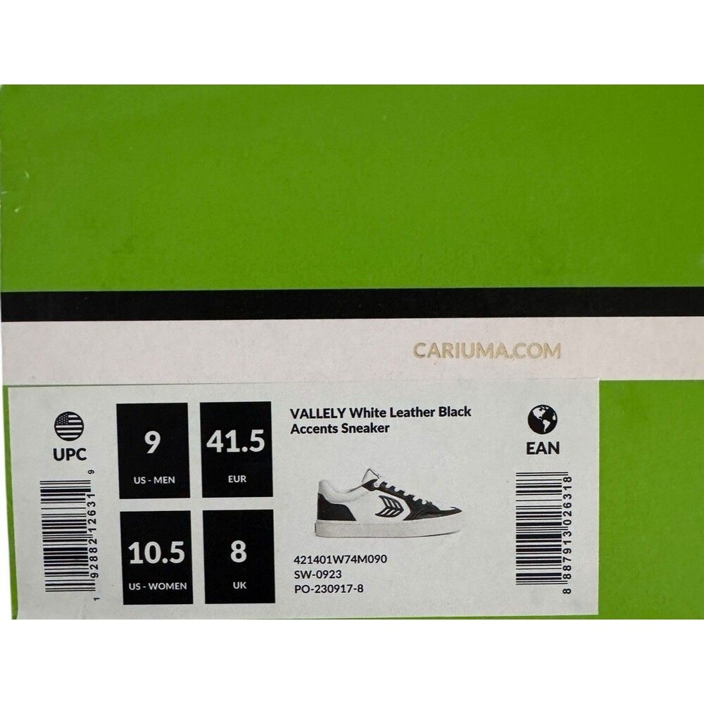 Cariuma Vallely Skate Shoes White w/ Blk Leather Accents W 10.5/ M 9 NEW - Picture 10 of 10
